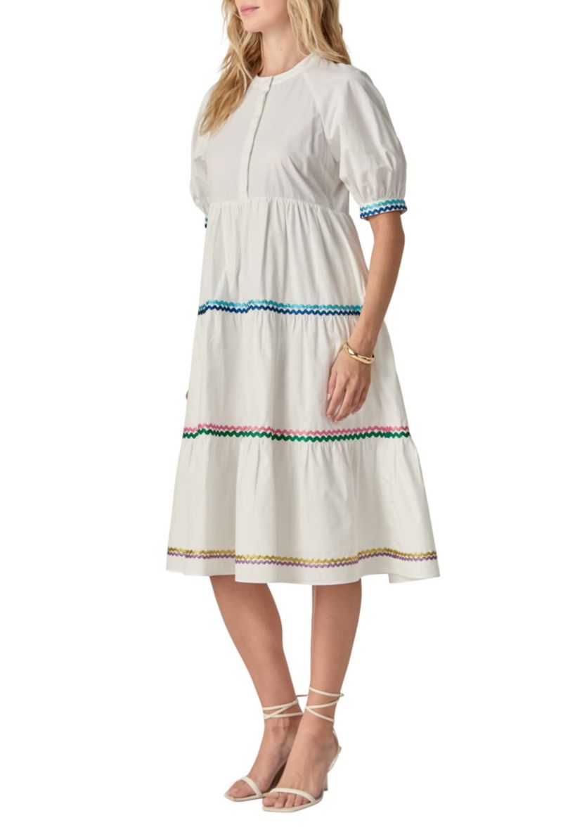 SCALLOP TRIMED MIDI DRESS