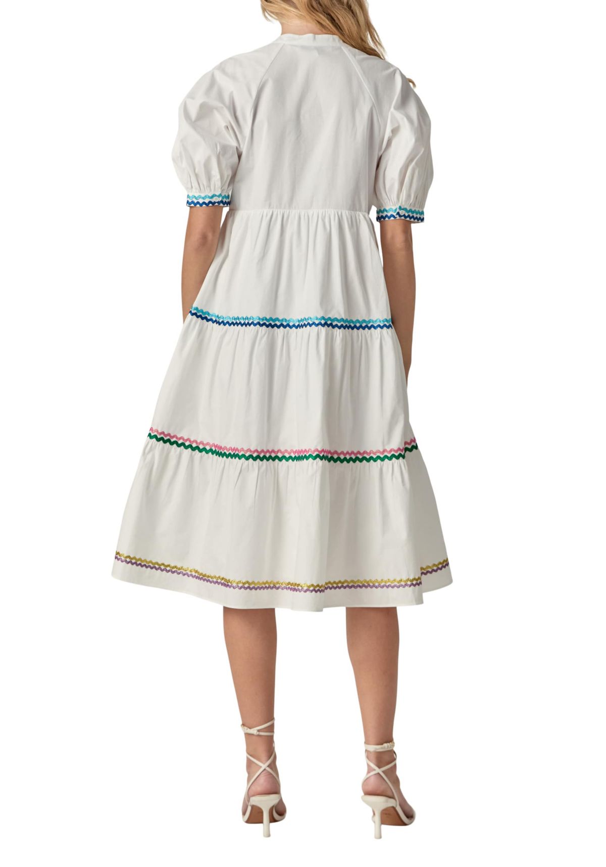 SCALLOP TRIMED MIDI DRESS