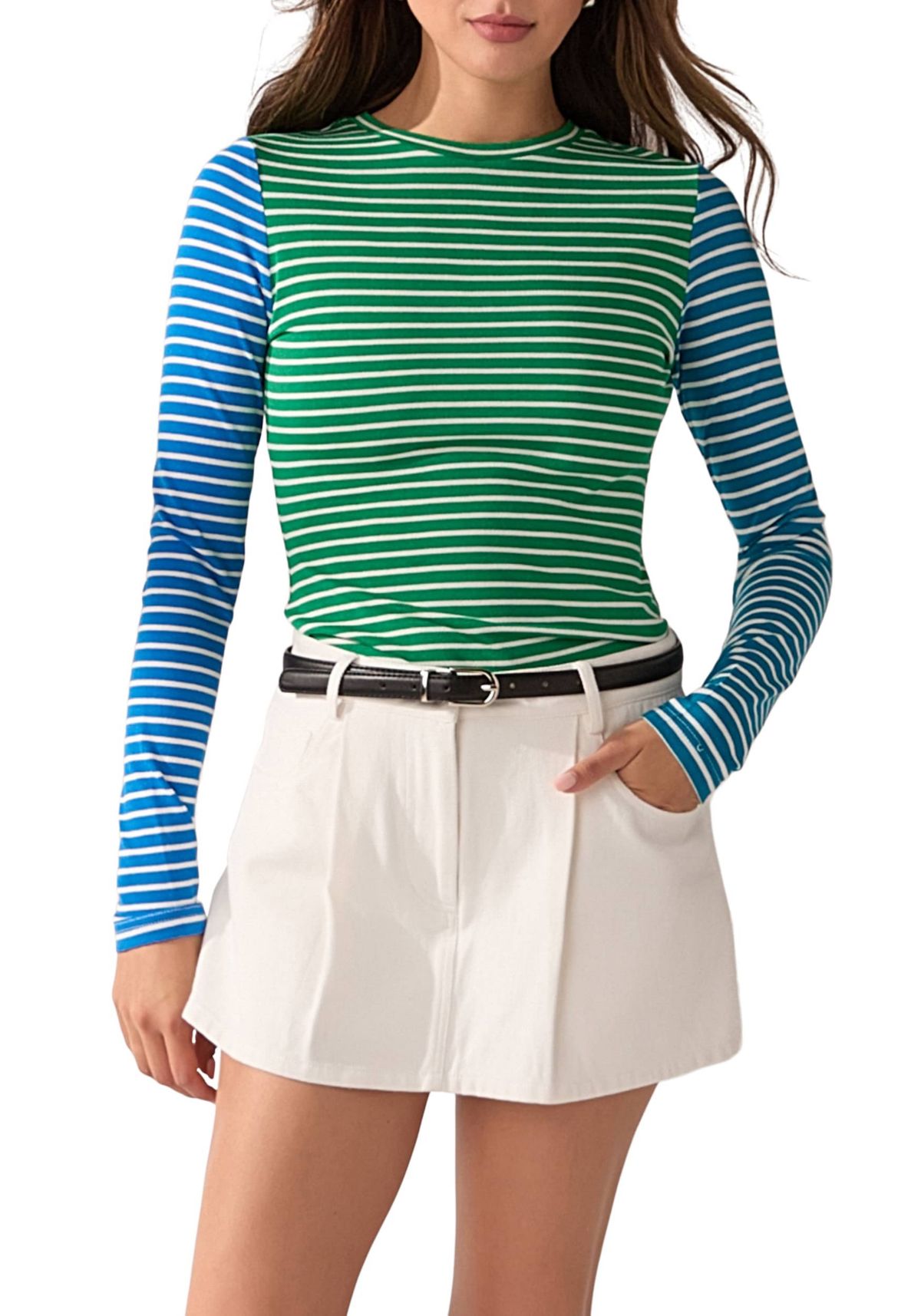 COLOR BLOCK STRIPED T SHIRT