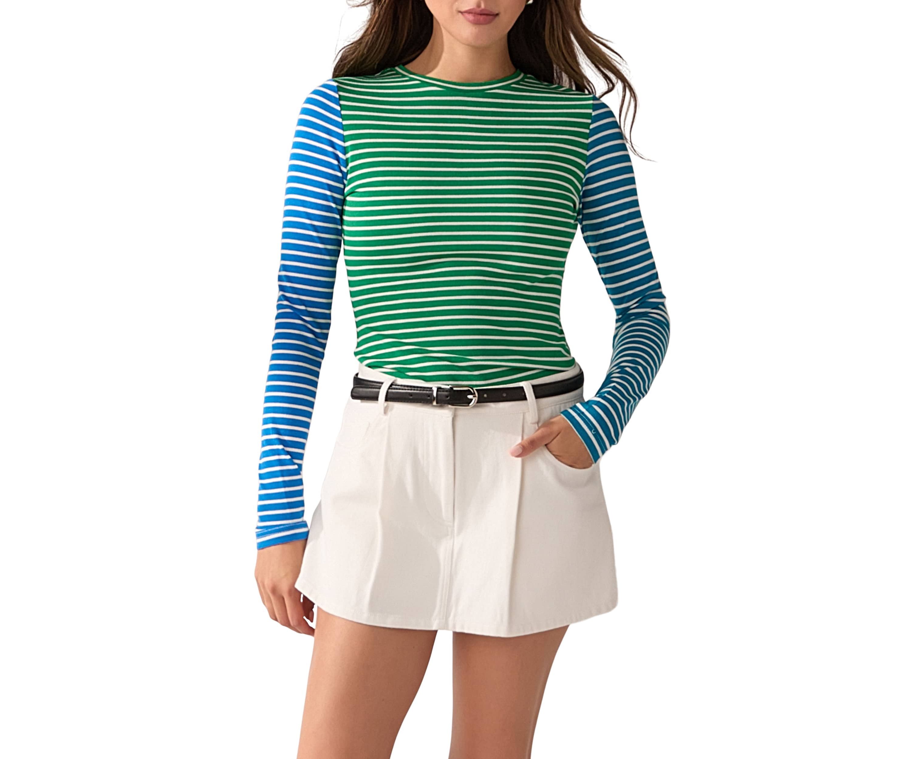 COLOR BLOCK STRIPED T SHIRT