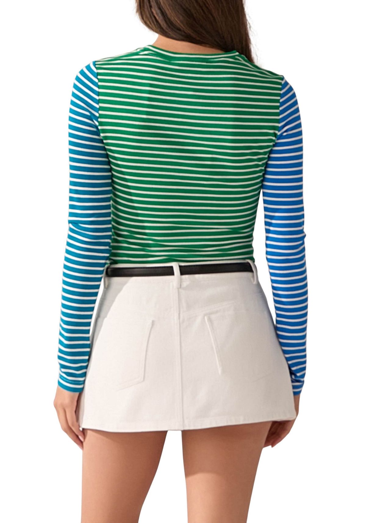 COLOR BLOCK STRIPED T SHIRT