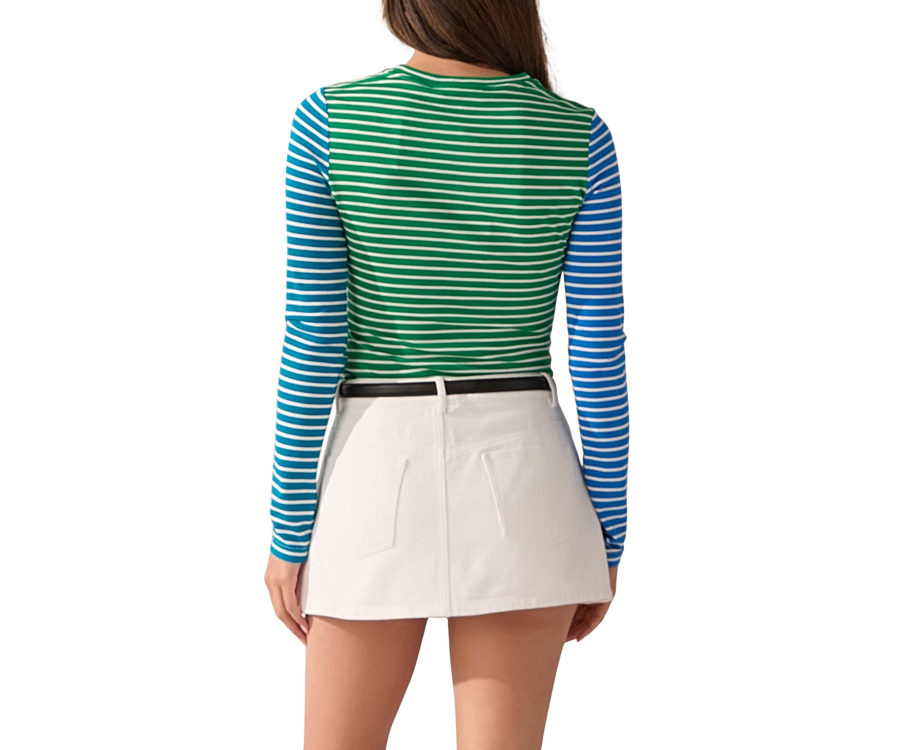 COLOR BLOCK STRIPED T SHIRT
