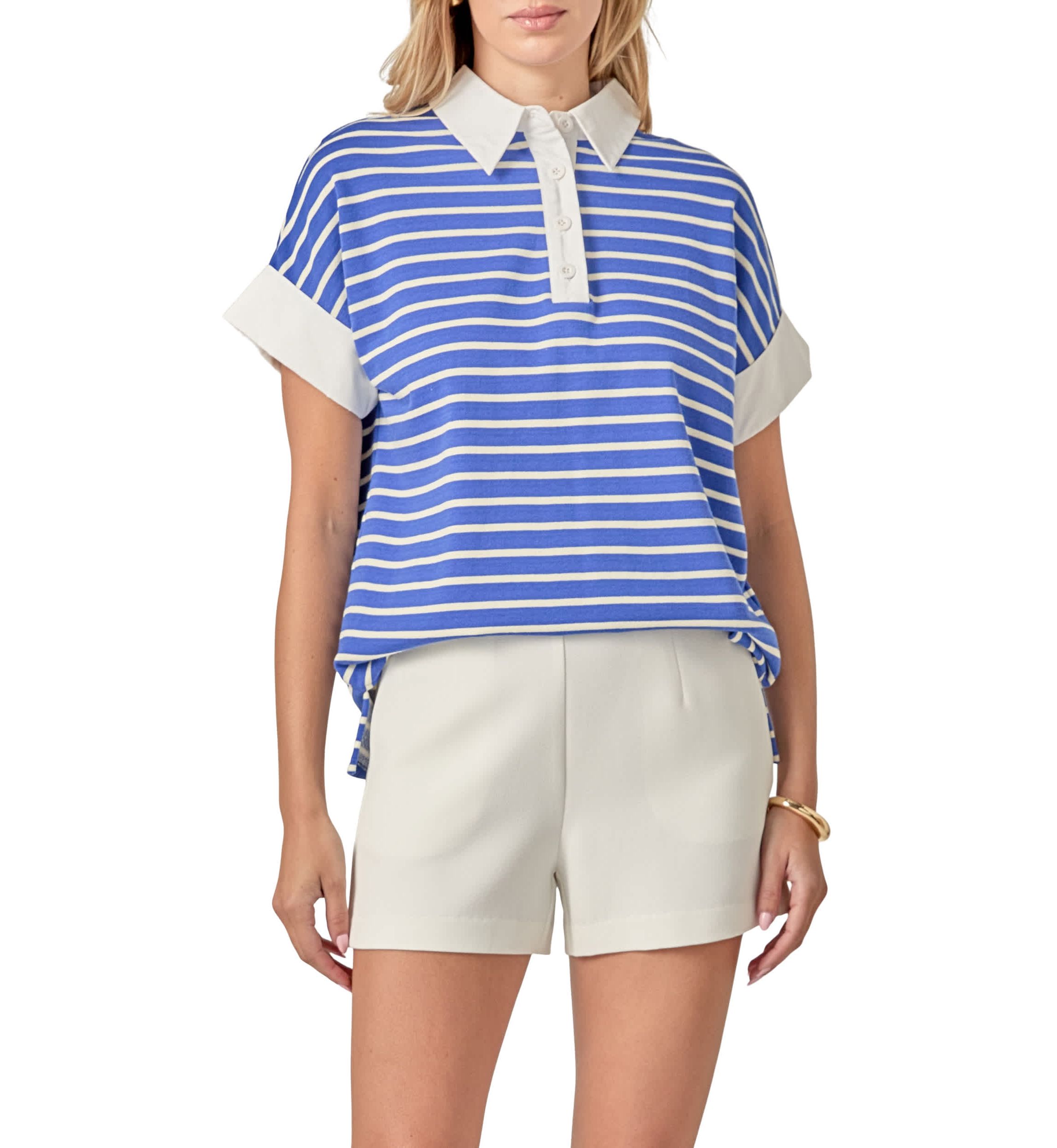 STRIPE COLLAR SWEATSHIRT