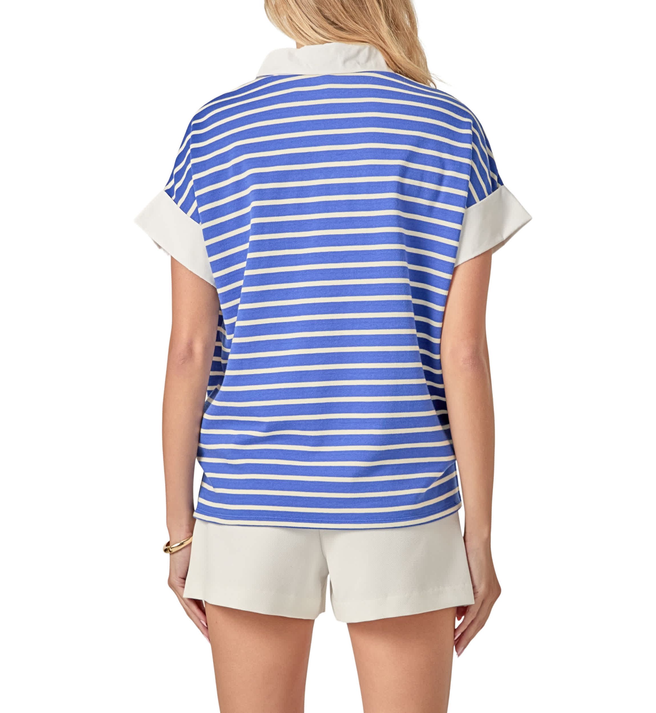 STRIPE COLLAR SWEATSHIRT