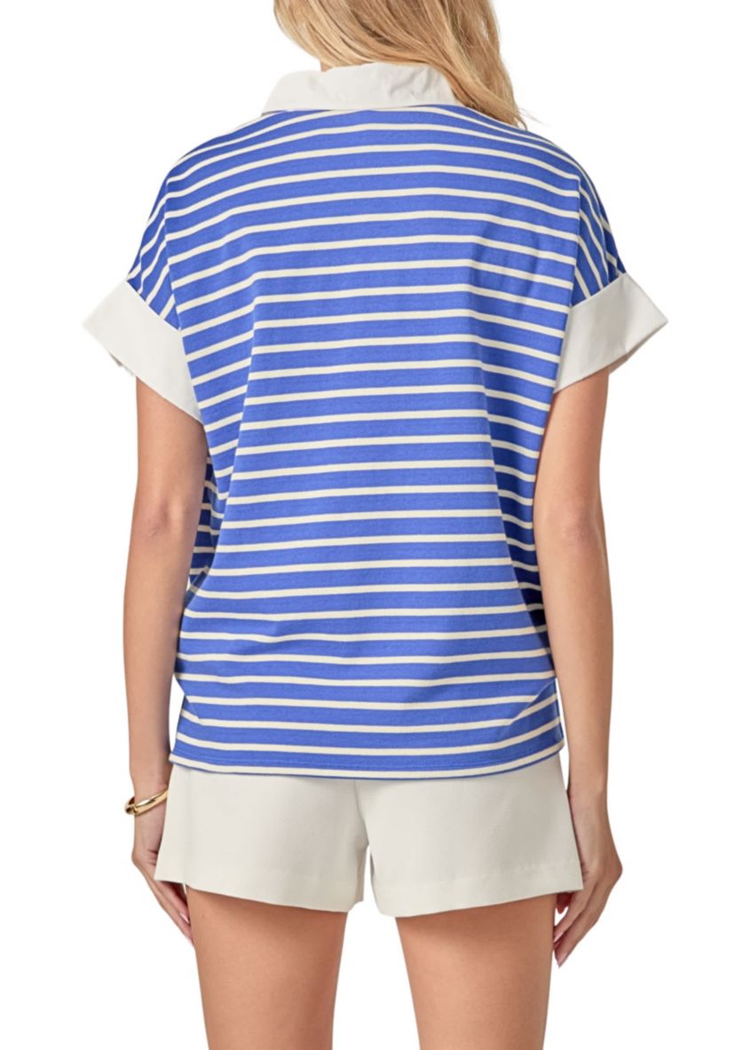 STRIPE COLLAR SWEATSHIRT