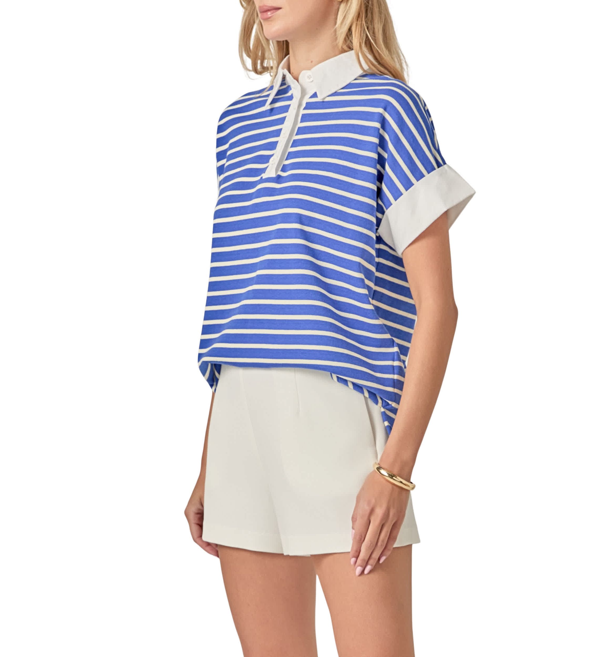 STRIPE COLLAR SWEATSHIRT
