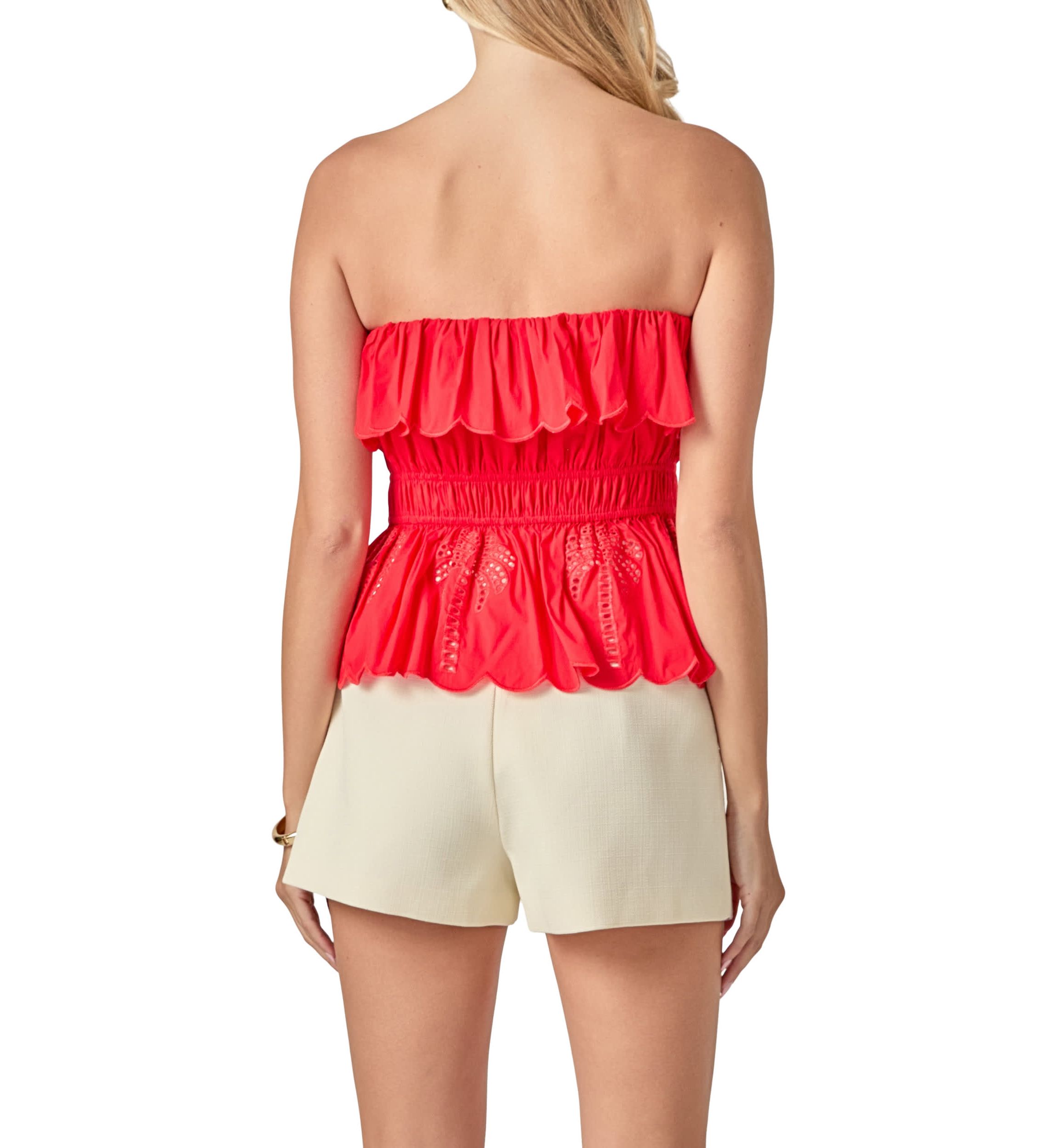 EMBROIDERY STRAPLESS TOP