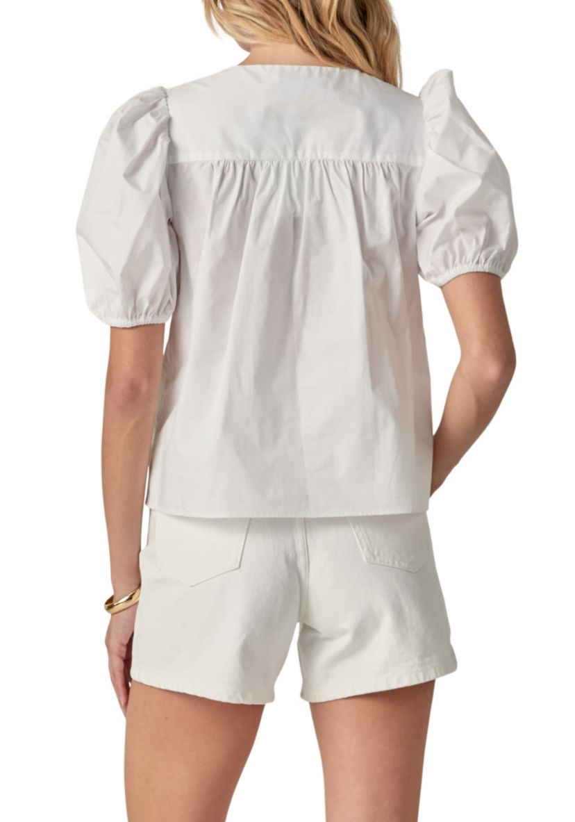 SCALLOP TAPE TRIMED BLOUSE