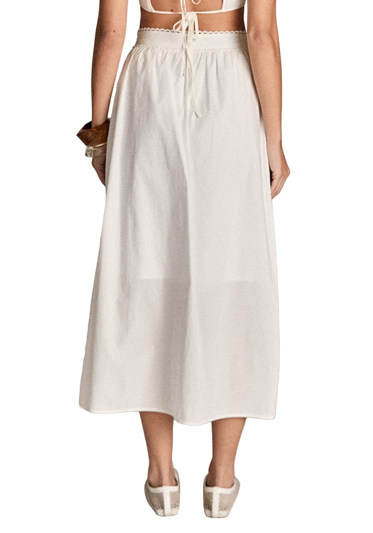 LACE TRIMED MIDI SKIRT