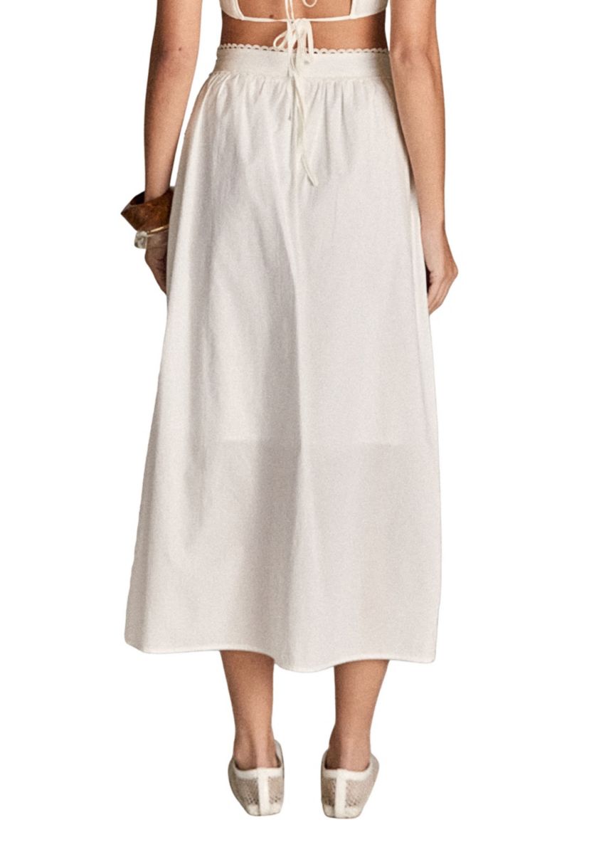 LACE TRIMED MIDI SKIRT