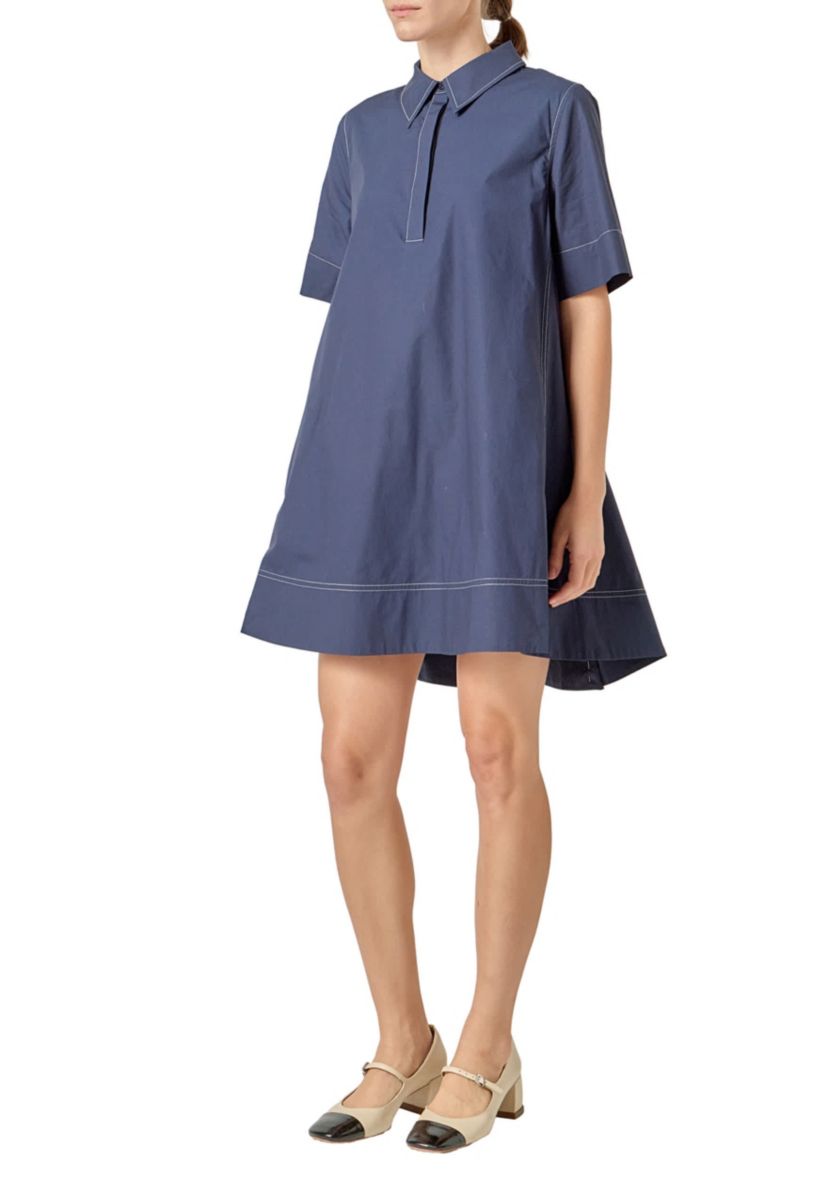 Contrast Stitch Detailed Mini Dress