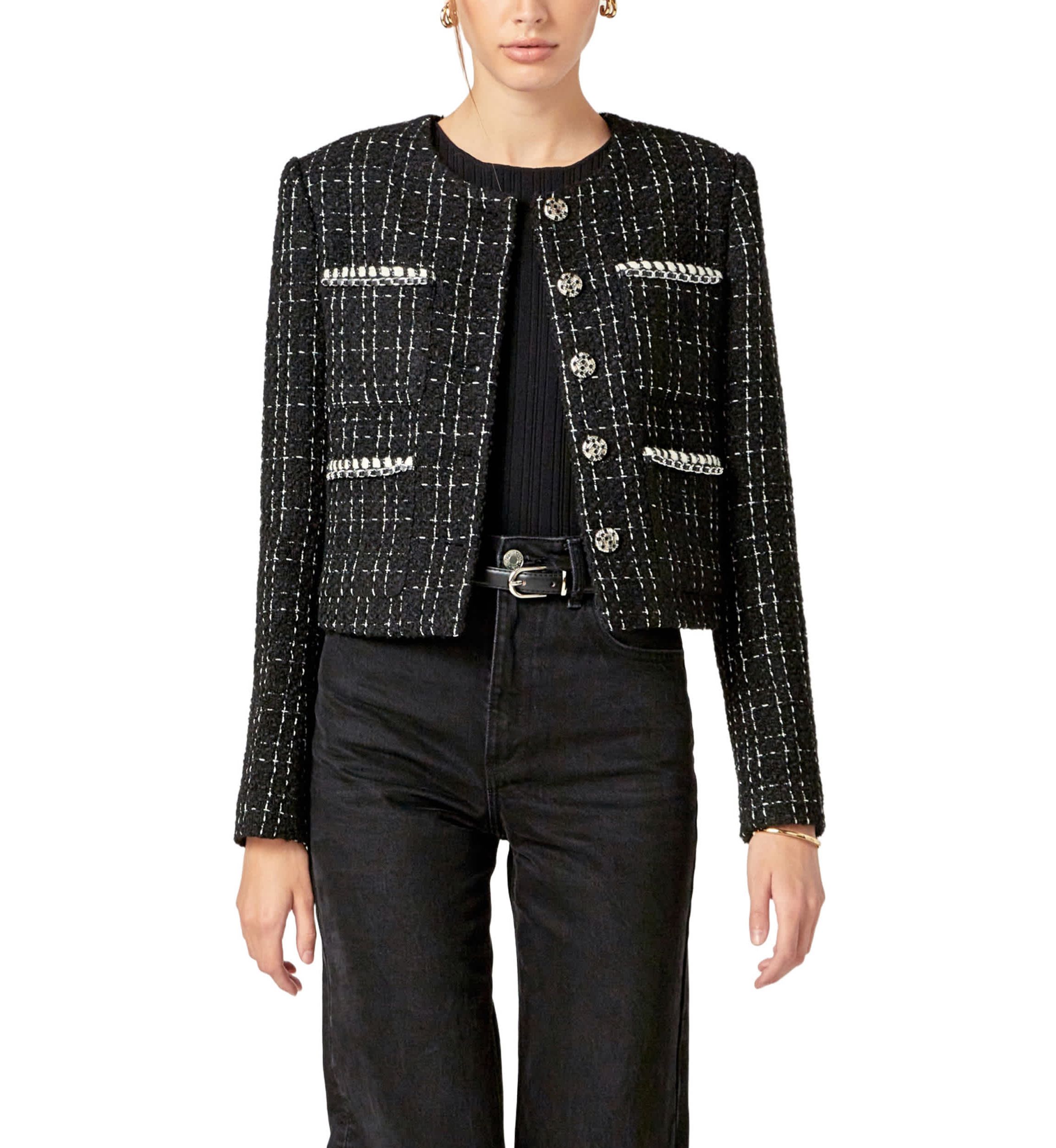 BLACK AND WHITE TWEED JACKET