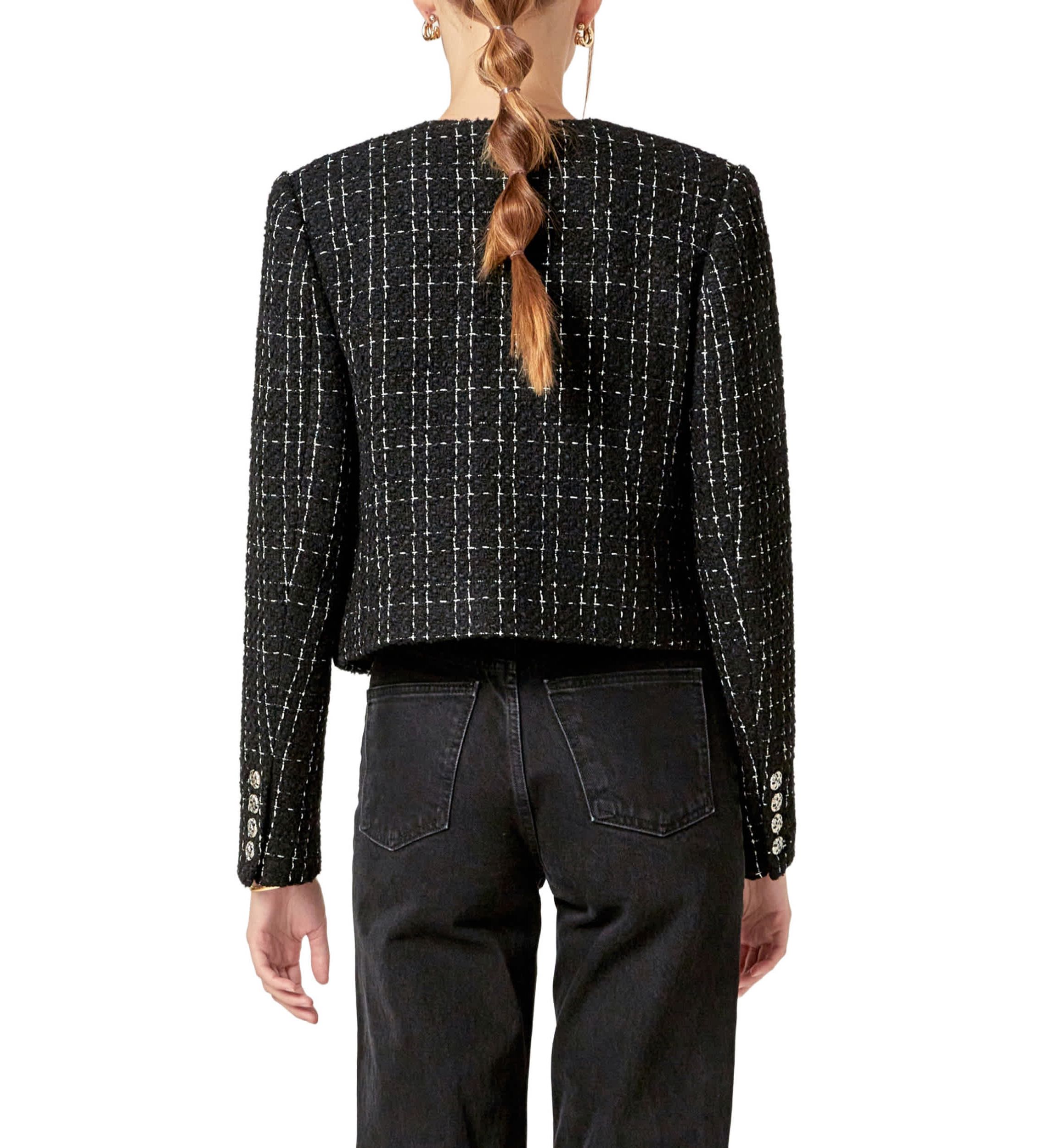 BLACK AND WHITE TWEED JACKET