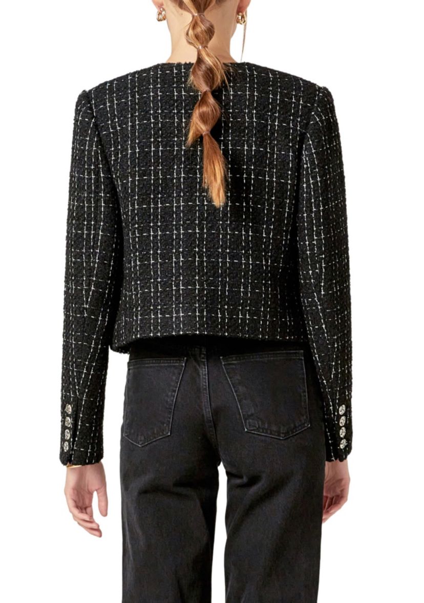 BLACK AND WHITE TWEED JACKET