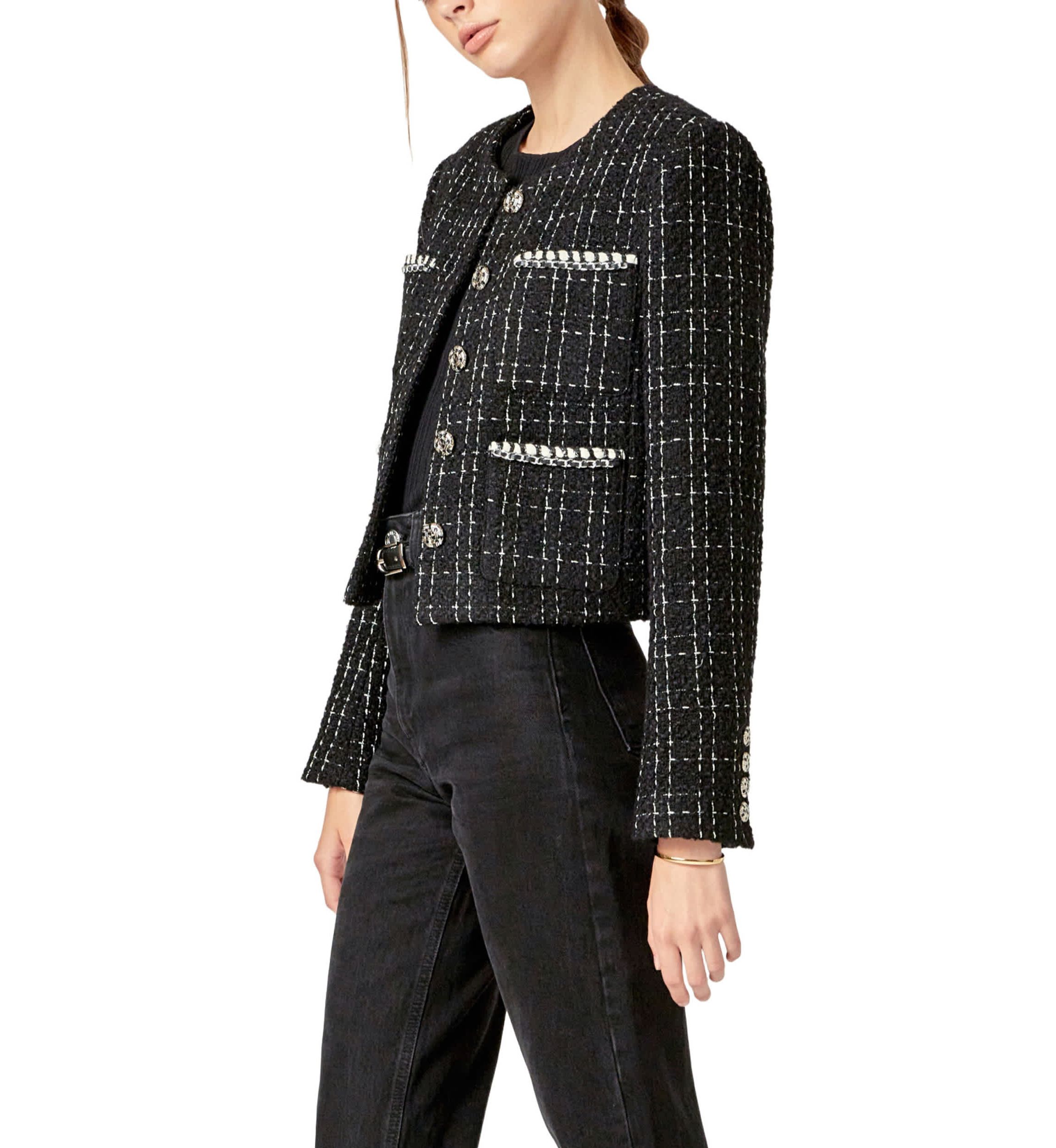 BLACK AND WHITE TWEED JACKET