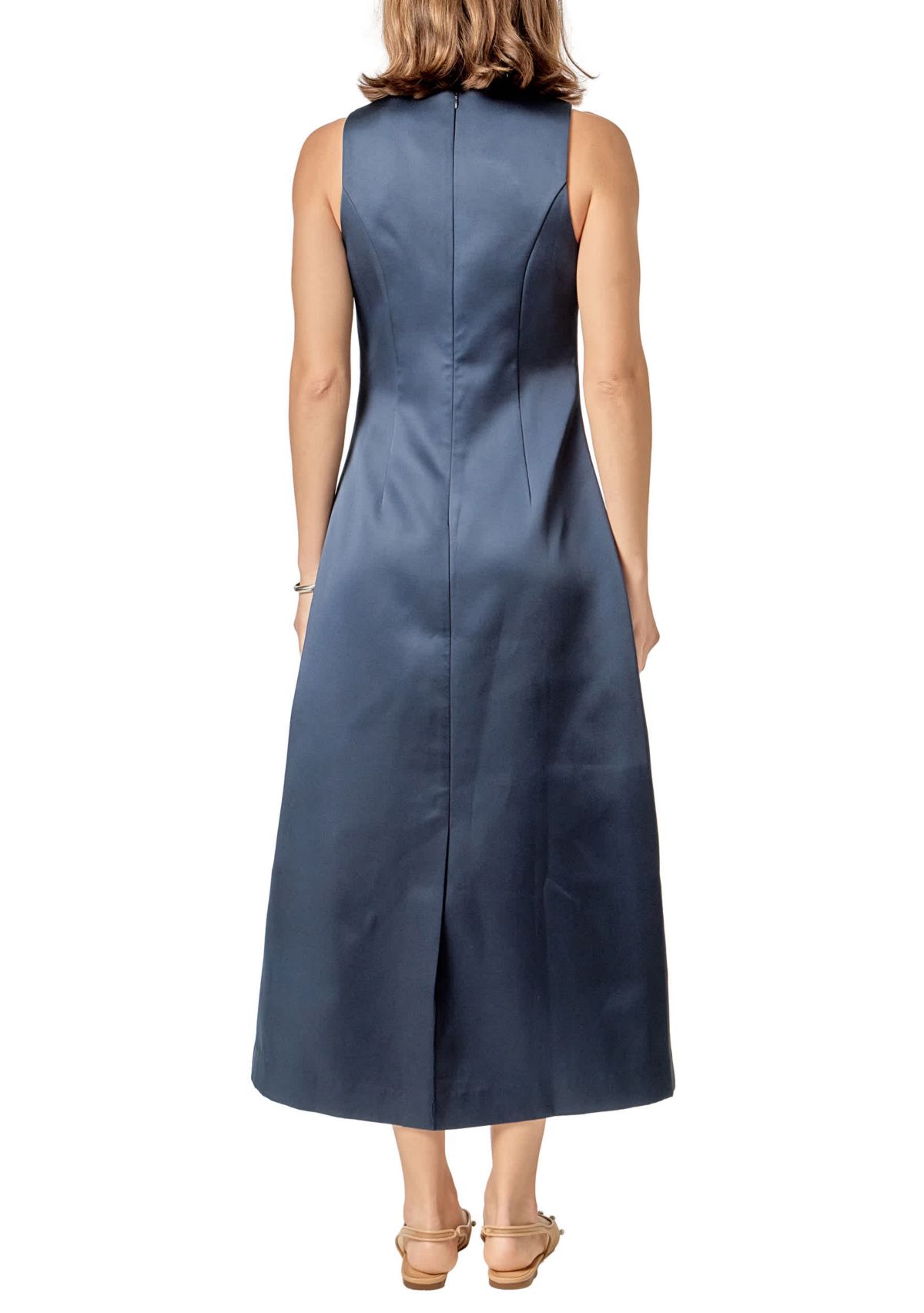 SATIN SLEEVELESS MIDI DRESS