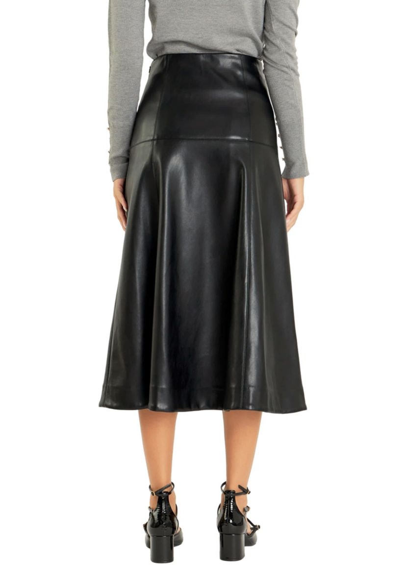 PU HIGH WAISTED MIDI SKIRT