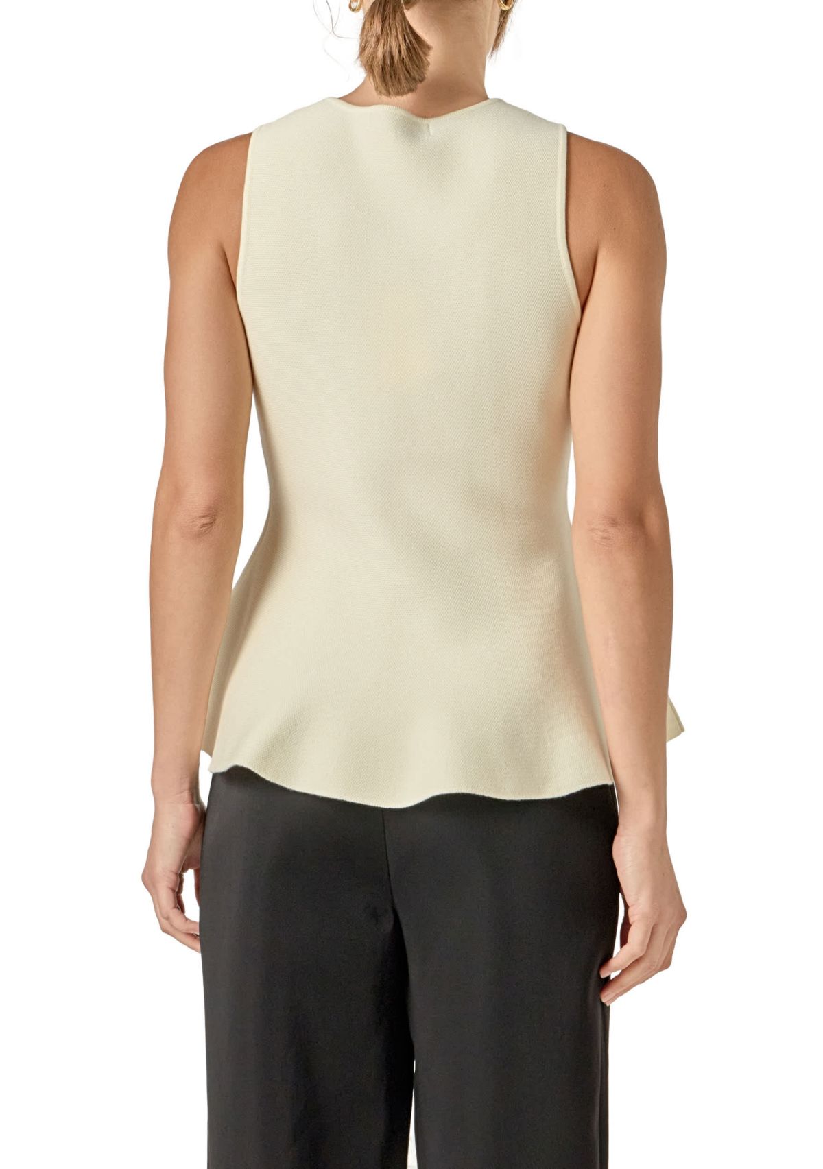 PEPLUM BOW EMBELISSHED TOP