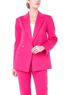 ENGLISH FACTORY Women's Double-breasted Knit Blazer, Fuchsia, Small