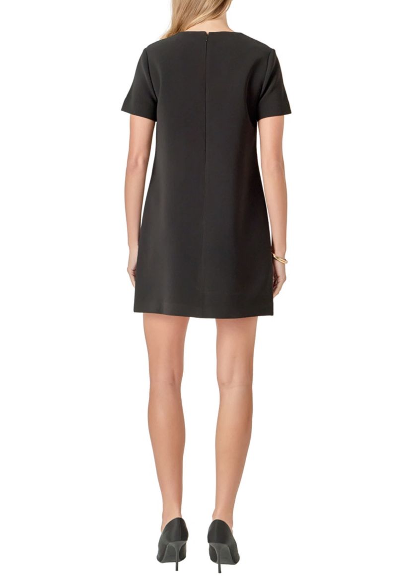 GOLD BUTTON DETAILED MINI DRESS