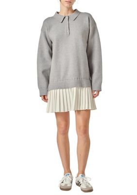 ENGLISH FACTORY Women's POLO MIXED MEDIA MINI DRESS, Small