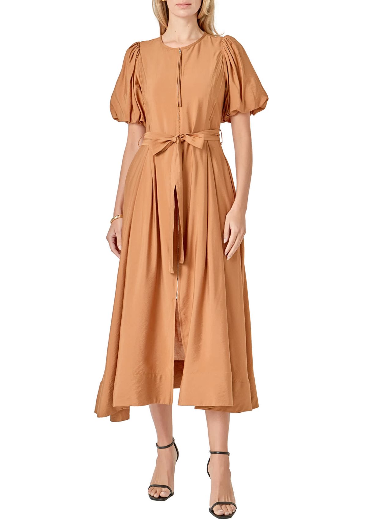 Puff Sleeve Midi Dress