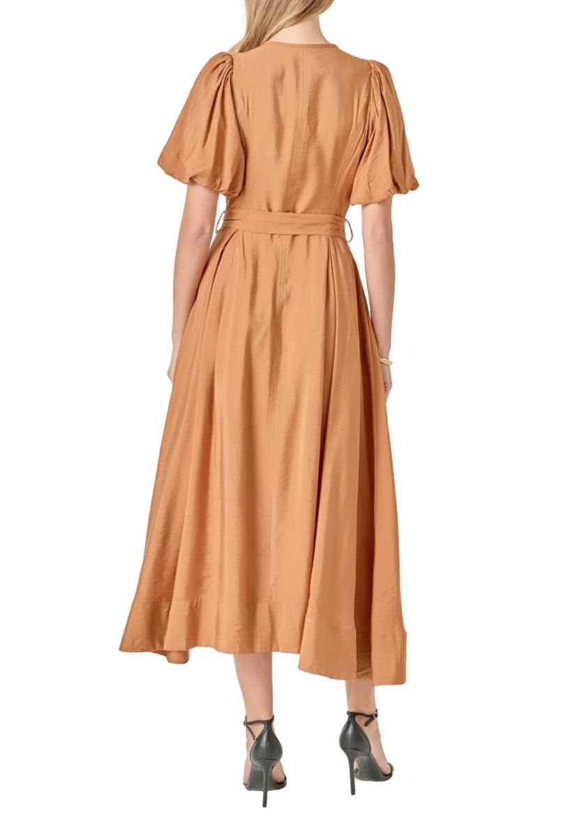 Puff Sleeve Midi Dress