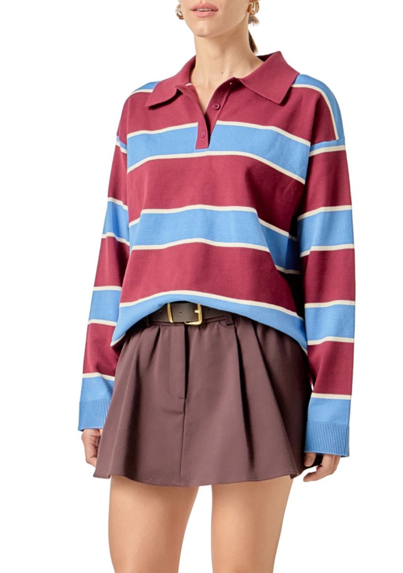 STRIPED POLO KNIT SHIRT