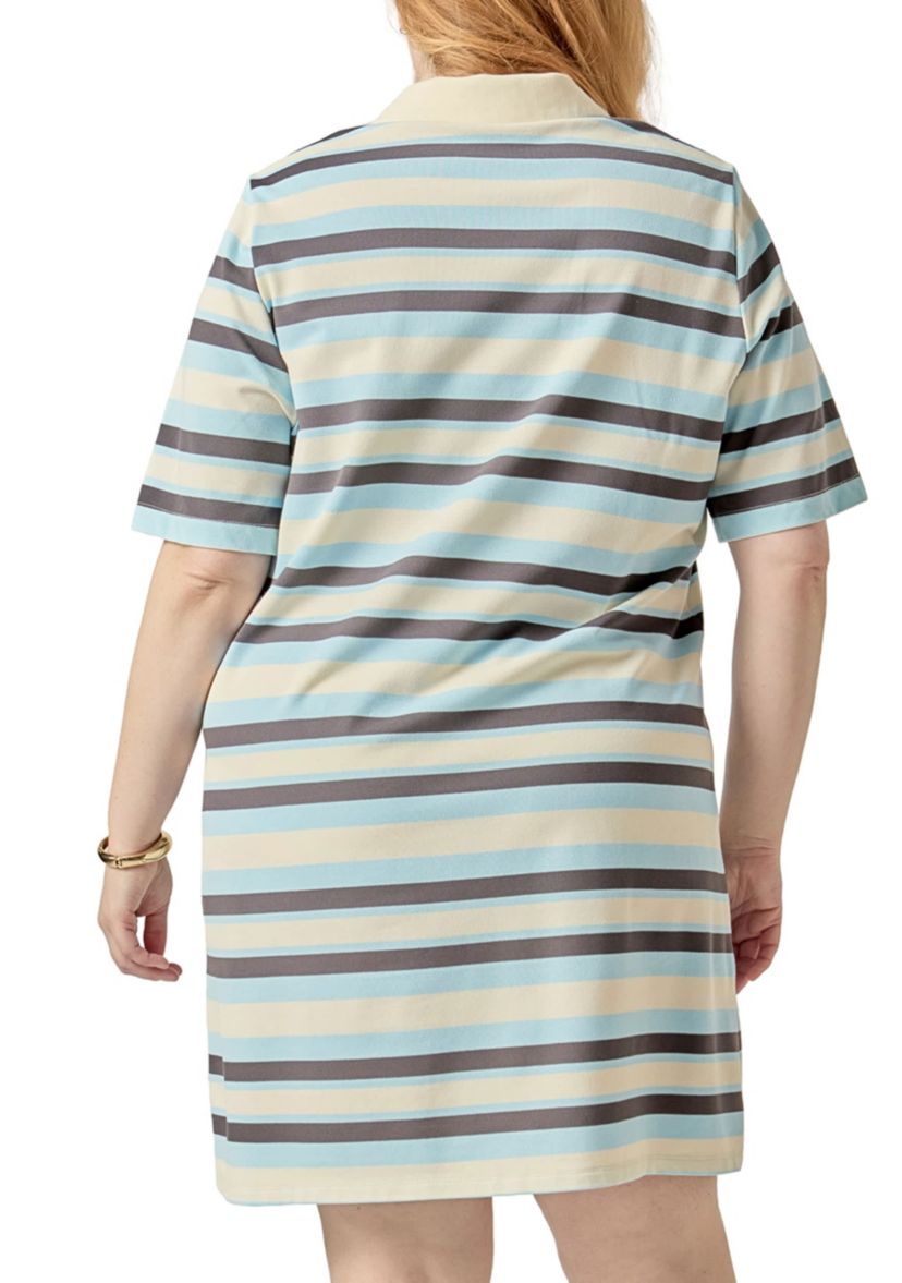 Stripe Collar Mini Polo Dress