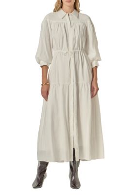 ENGLISH FACTORY Women's Shirt Maxi Dress, White, Medium
