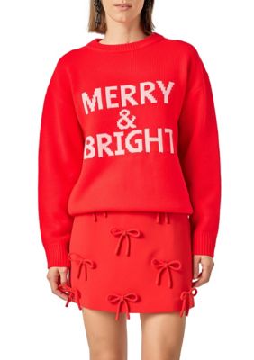ENGLISH FACTORY Women's Lettering Sweater, Red, Medium