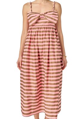 ENGLISH FACTORY Women's Striped Midi Dress, Small