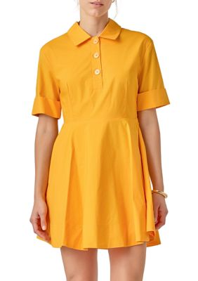 ENGLISH FACTORY Women's Cotton Shirt Mini Dress, Orange, Large