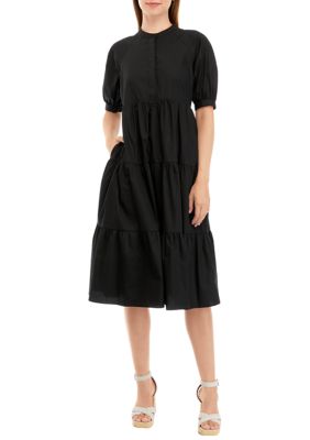 Short Puff Sleeve Midi Dress