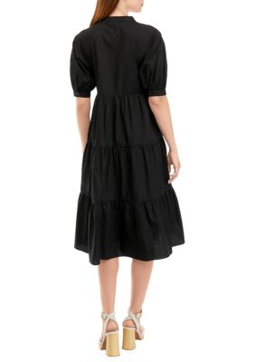 Short Puff Sleeve Midi Dress