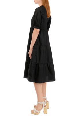 Short Puff Sleeve Midi Dress