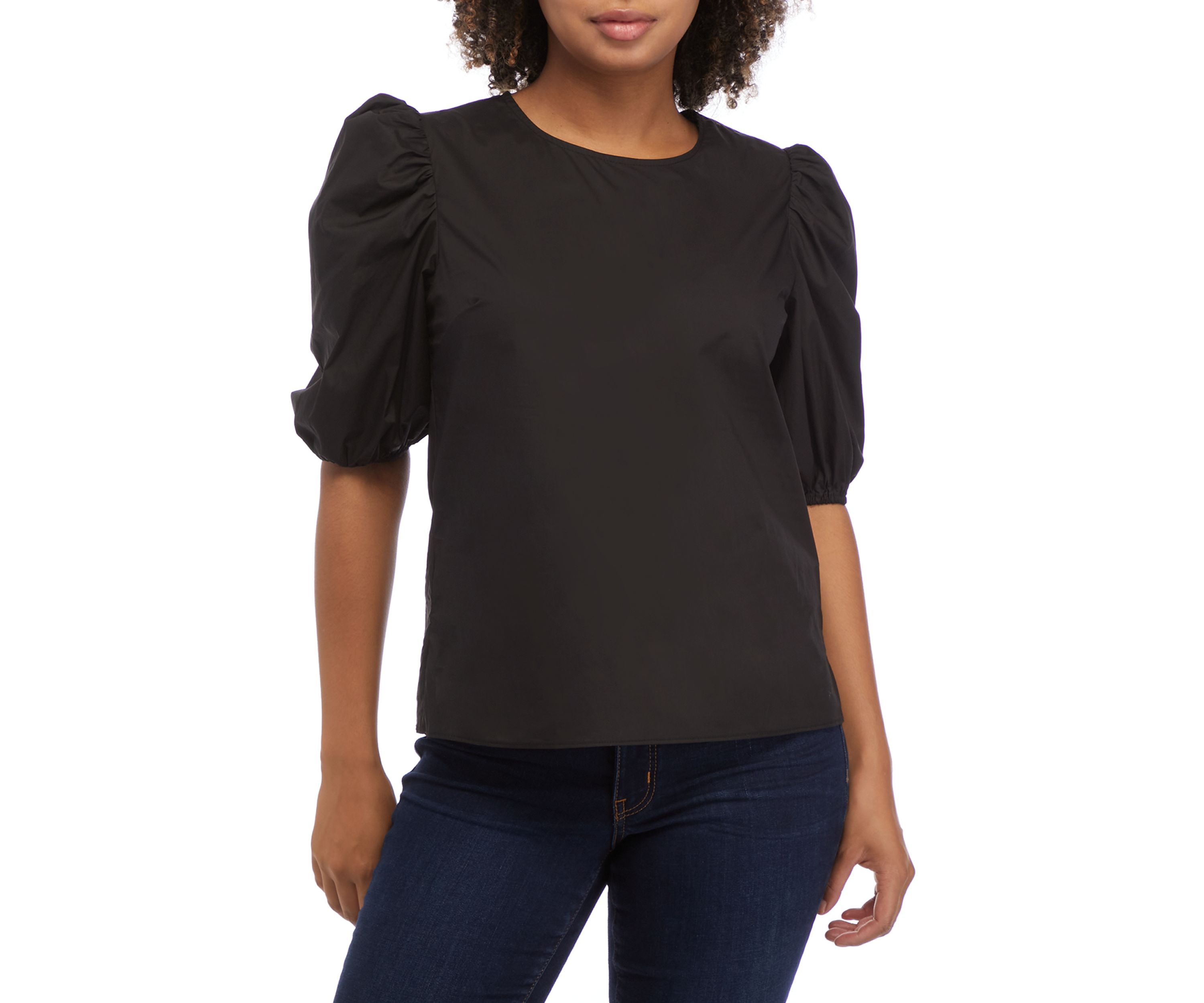 Poplin Puffed Sleeve Top