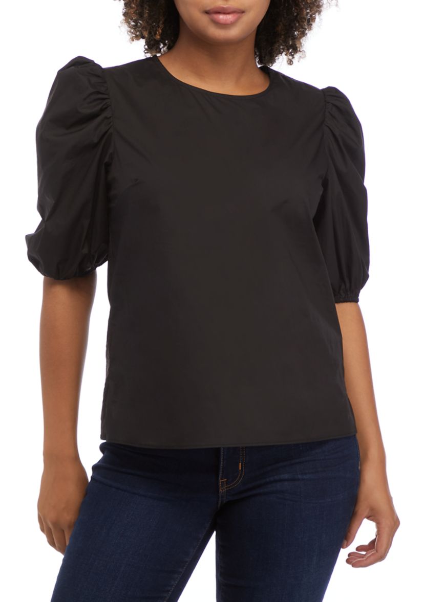 Poplin Puffed Sleeve Top