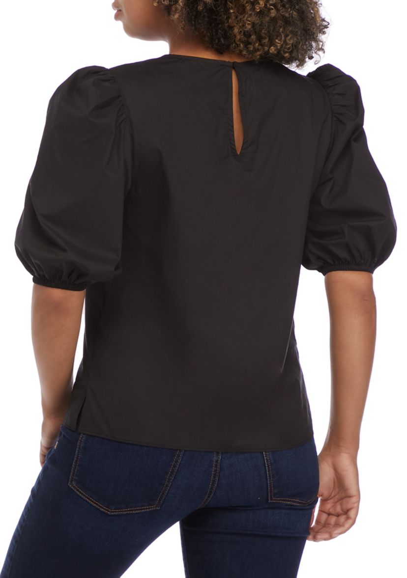 Poplin Puffed Sleeve Top