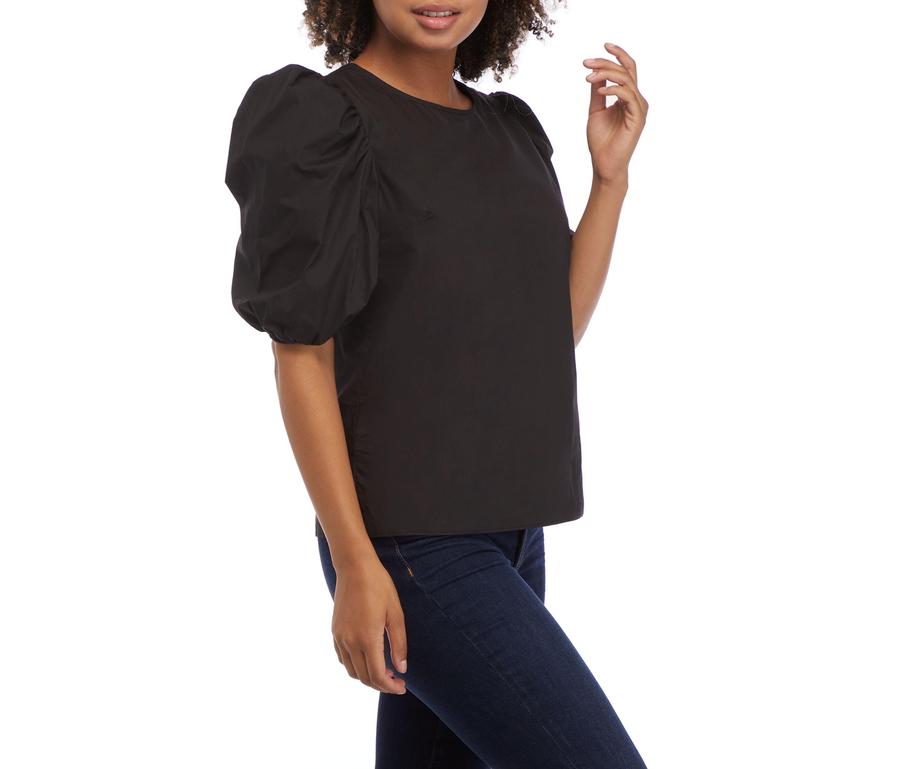 Poplin Puffed Sleeve Top