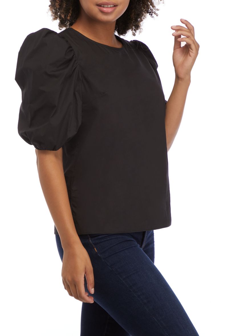 Poplin Puffed Sleeve Top