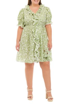 Plus Ruffle Pintuck Dress