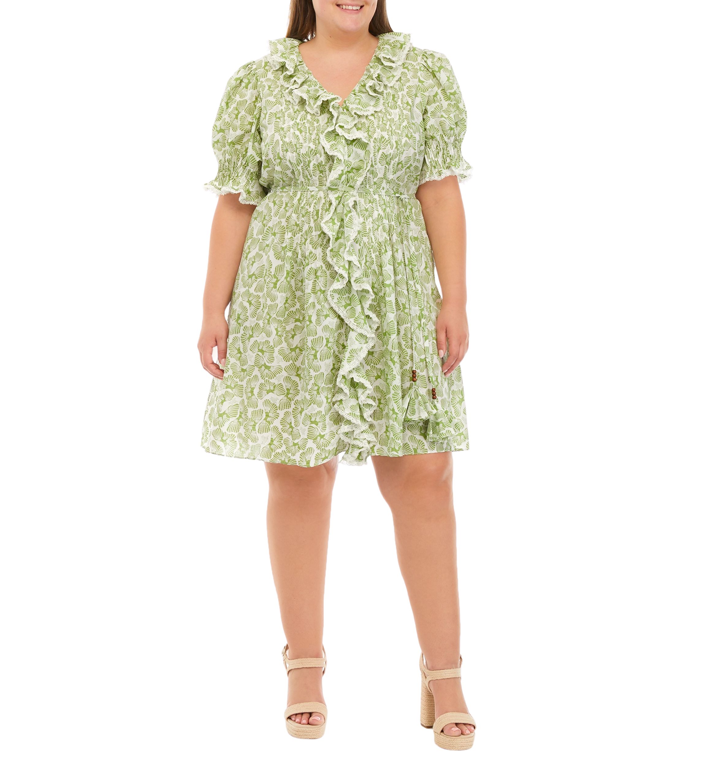 Plus Size Ruffle Pintuck Dress