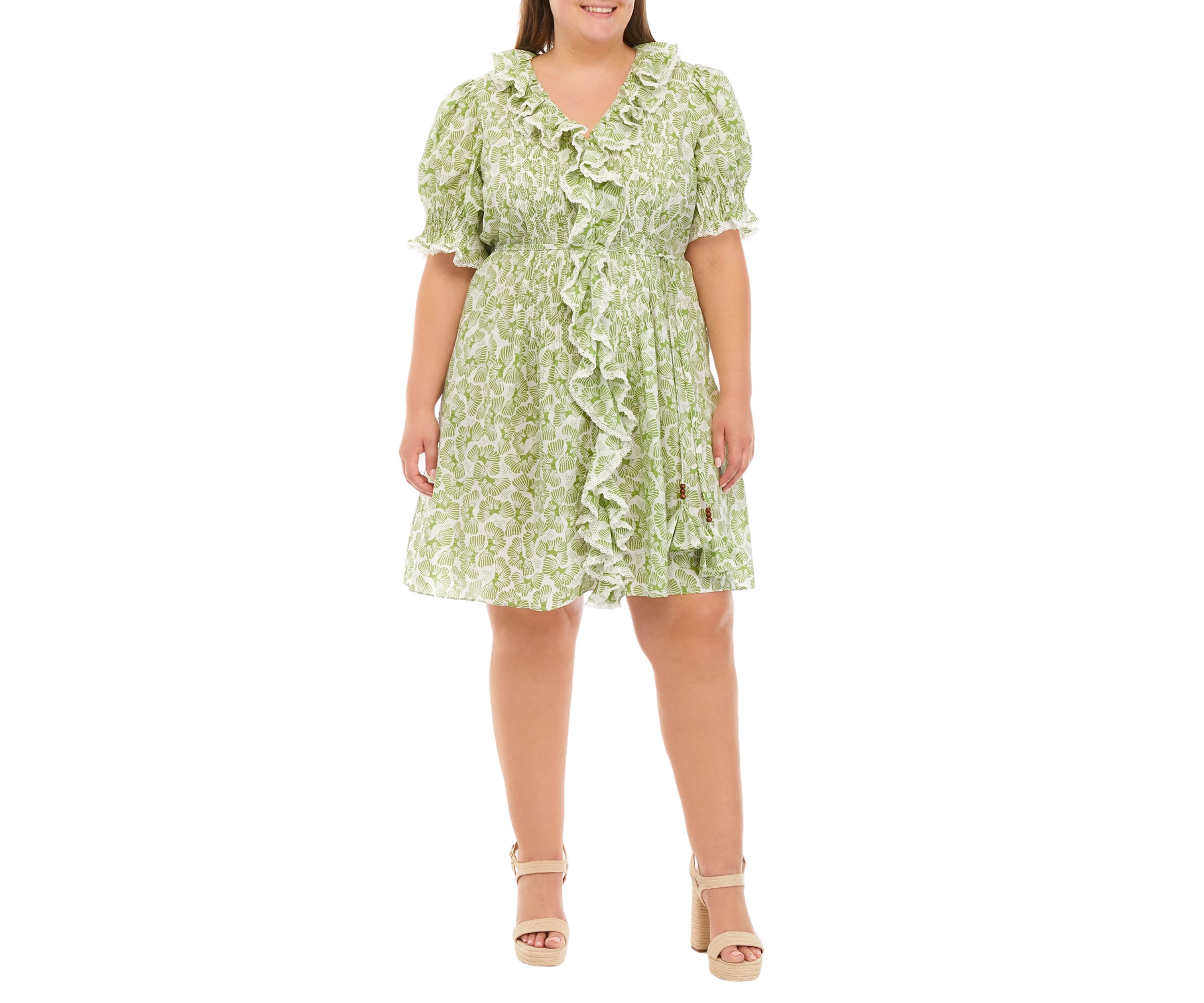Plus Size Ruffle Pintuck Dress