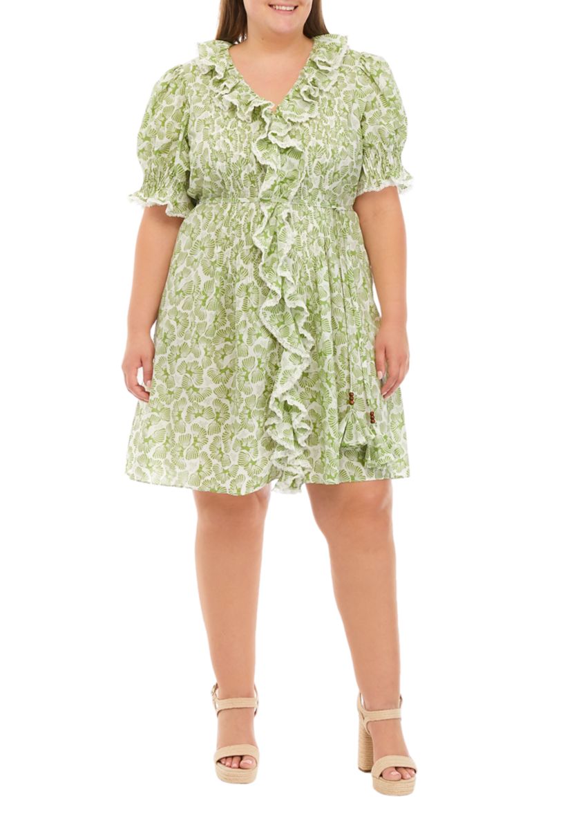 Plus Size Ruffle Pintuck Dress