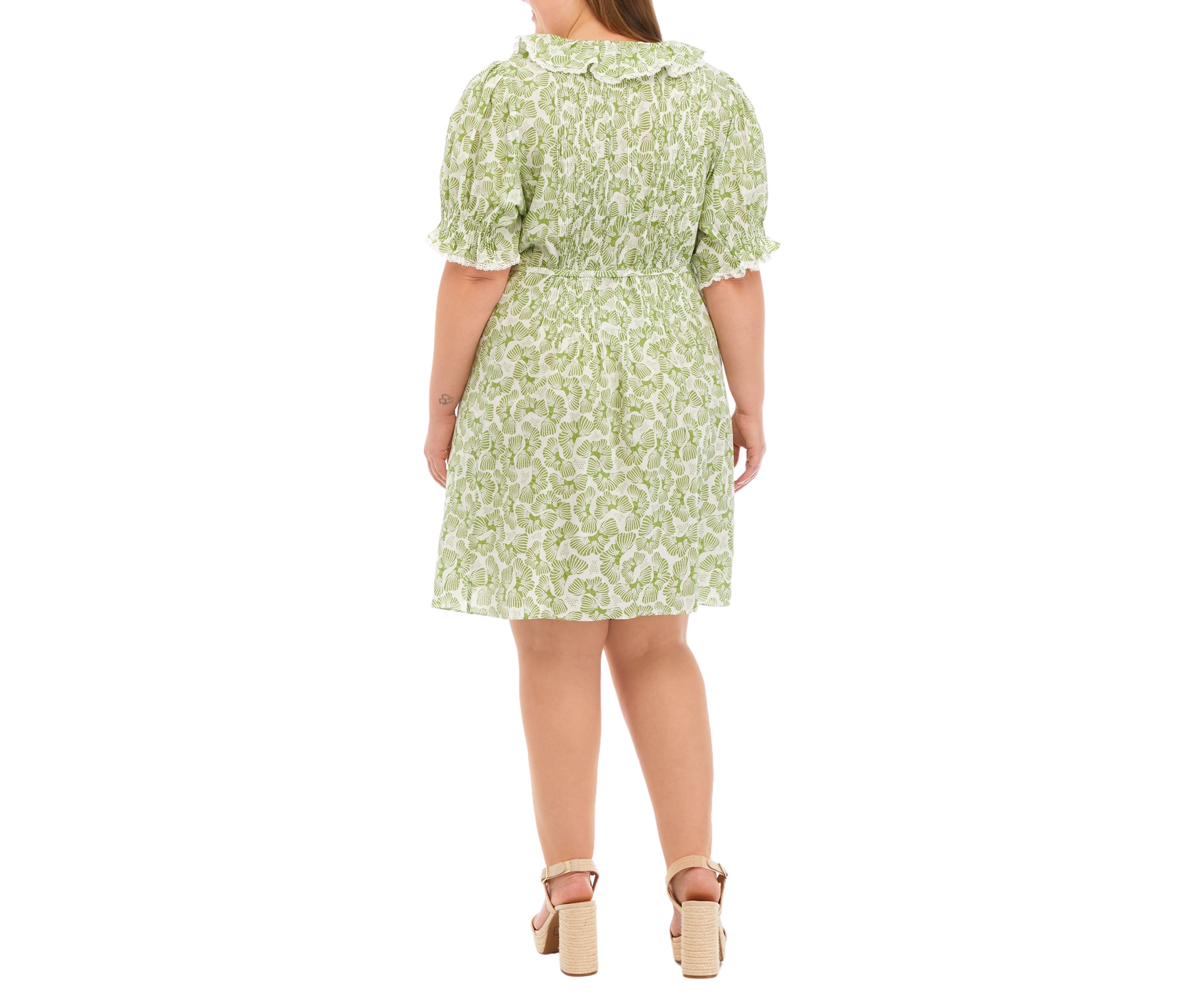 Plus Size Ruffle Pintuck Dress