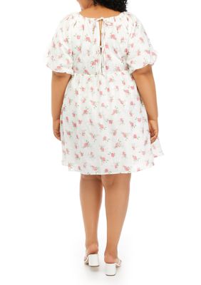 Plus Floral Cotton Embroidered Dress