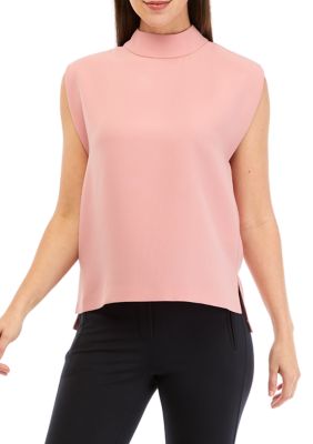 Mock Neck Shoulder Pad Top