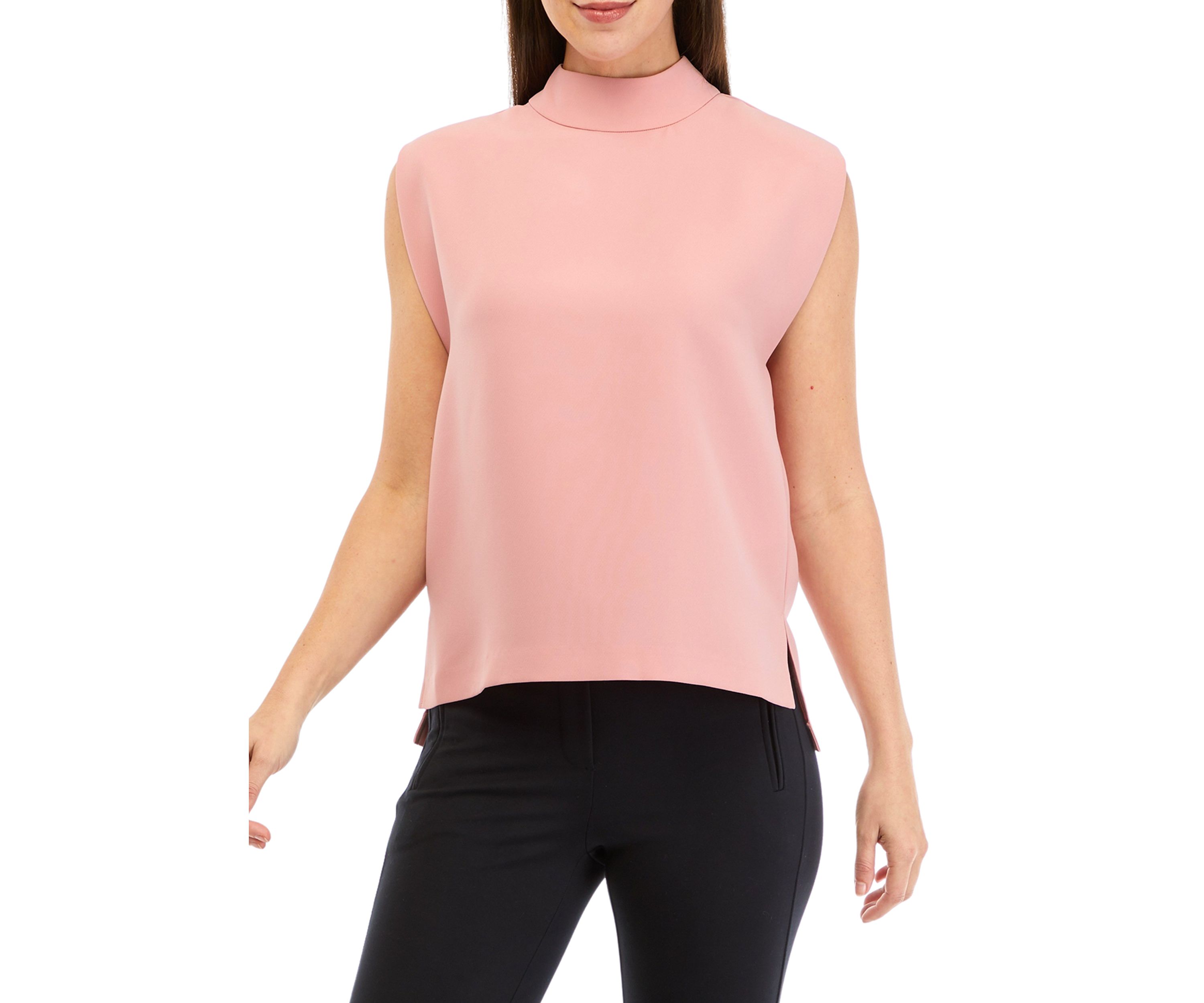 Mock Neck Shoulder Pad Top