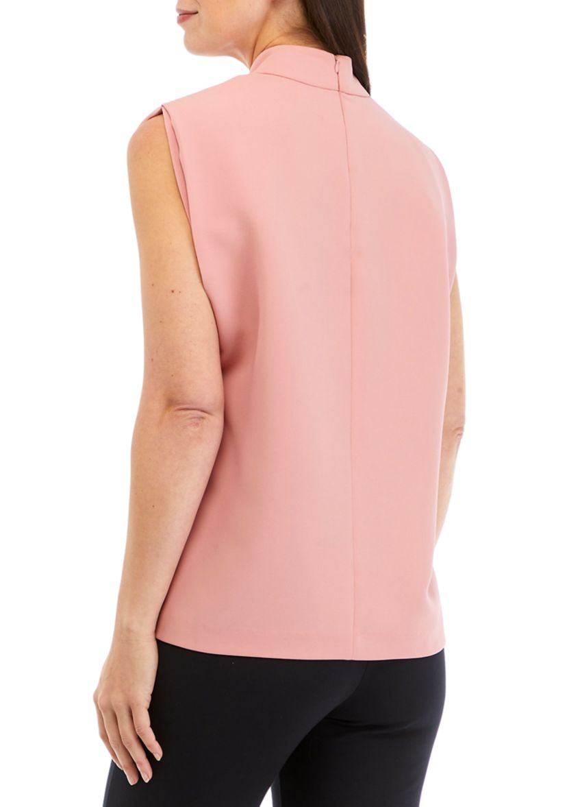 Mock Neck Shoulder Pad Top